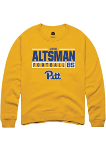Josh Altsman  Rally Pitt Panthers Mens Gold Football NIL Stacked Box Long Sleeve Crew Sweatshirt