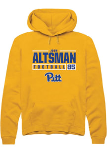 Josh Altsman  Rally Pitt Panthers Mens Gold Football NIL Stacked Box Long Sleeve Hoodie