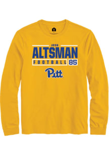 Josh Altsman  Pitt Panthers Gold Rally Football NIL Stacked Box Long Sleeve T Shirt