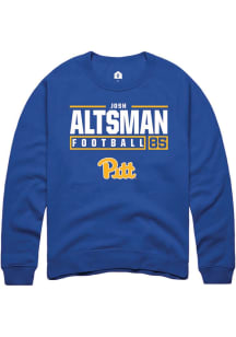 Josh Altsman  Rally Pitt Panthers Mens Blue Football NIL Stacked Box Long Sleeve Crew Sweatshirt