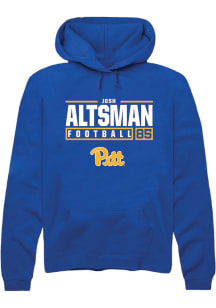 Josh Altsman  Rally Pitt Panthers Mens Blue Football NIL Stacked Box Long Sleeve Hoodie
