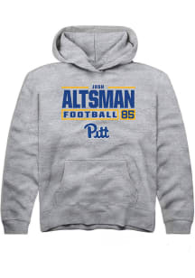 Josh Altsman  Rally Pitt Panthers Youth Grey NIL Stacked Box Long Sleeve Hoodie