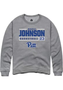 Mikayla Johnson  Rally Pitt Panthers Mens Graphite NIL Stacked Box Long Sleeve Crew Sweatshirt