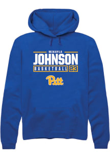 Mikayla Johnson  Rally Pitt Panthers Mens Blue NIL Stacked Box Long Sleeve Hoodie