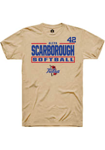 Aliya Scarborough  Tulsa Golden Hurricane Tan Rally NIL Stacked Box Short Sleeve T Shirt