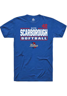 Aliya Scarborough  Tulsa Golden Hurricane Blue Rally NIL Stacked Box Short Sleeve T Shirt
