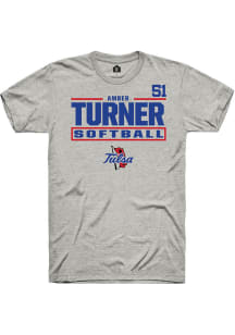 Amber Turner  Tulsa Golden Hurricane Ash Rally NIL Stacked Box Short Sleeve T Shirt