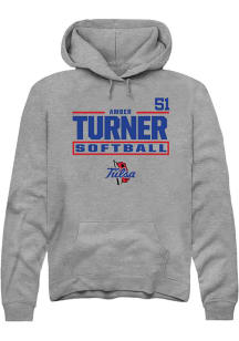 Amber Turner  Rally Tulsa Golden Hurricane Mens Graphite NIL Stacked Box Long Sleeve Hoodie