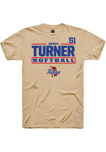 Amber Turner  Tulsa Golden Hurricane Tan Rally NIL Stacked Box Short Sleeve T Shirt