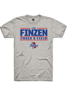 Luke Finzen  Tulsa Golden Hurricane Ash Rally NIL Stacked Box Short Sleeve T Shirt