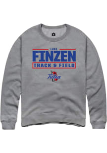 Luke Finzen  Rally Tulsa Golden Hurricane Mens Graphite NIL Stacked Box Long Sleeve Crew Sweatshir..
