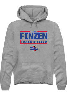 Luke Finzen  Rally Tulsa Golden Hurricane Mens Graphite NIL Stacked Box Long Sleeve Hoodie