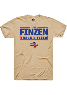 Luke Finzen  Tulsa Golden Hurricane Tan Rally NIL Stacked Box Short Sleeve T Shirt