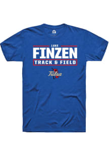 Luke Finzen  Tulsa Golden Hurricane Blue Rally NIL Stacked Box Short Sleeve T Shirt