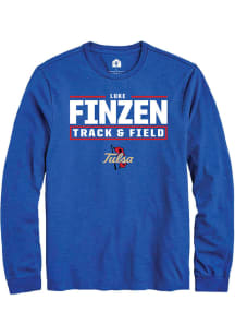 Luke Finzen  Tulsa Golden Hurricane Blue Rally NIL Stacked Box Long Sleeve T Shirt