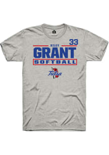 Riley Grant  Tulsa Golden Hurricane Ash Rally NIL Stacked Box Short Sleeve T Shirt