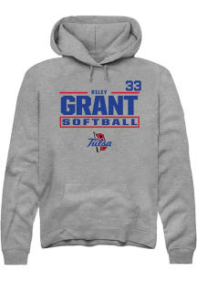 Riley Grant  Rally Tulsa Golden Hurricane Mens Graphite NIL Stacked Box Long Sleeve Hoodie