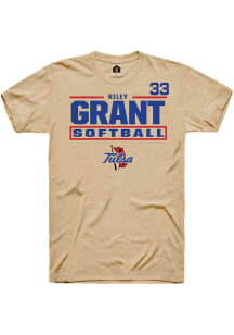 Riley Grant  Tulsa Golden Hurricane Tan Rally NIL Stacked Box Short Sleeve T Shirt