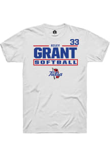 Riley Grant  Tulsa Golden Hurricane White Rally NIL Stacked Box Short Sleeve T Shirt