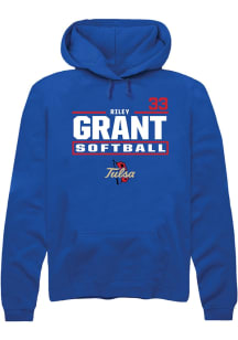 Riley Grant  Rally Tulsa Golden Hurricane Mens Blue NIL Stacked Box Long Sleeve Hoodie