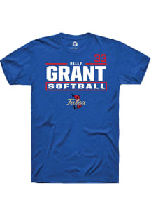 Riley Grant  Tulsa Golden Hurricane Blue Rally NIL Stacked Box Short Sleeve T Shirt