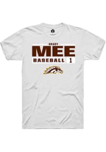 Grady Mee  Western Michigan Broncos White Rally NIL Stacked Box Short Sleeve T Shirt