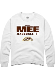 Grady Mee  Rally Western Michigan Broncos Mens White NIL Stacked Box Long Sleeve Crew Sweatshirt