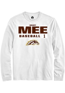 Grady Mee  Western Michigan Broncos White Rally NIL Stacked Box Long Sleeve T Shirt