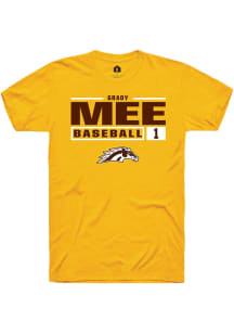 Grady Mee  Western Michigan Broncos Gold Rally NIL Stacked Box Short Sleeve T Shirt