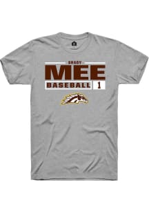 Grady Mee  Western Michigan Broncos Grey Rally NIL Stacked Box Short Sleeve T Shirt