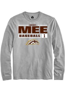 Grady Mee  Western Michigan Broncos Grey Rally NIL Stacked Box Long Sleeve T Shirt