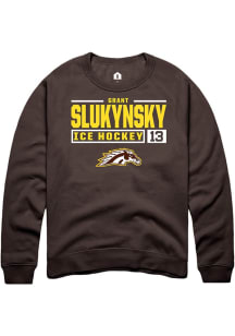 Grant Slukynsky  Rally Western Michigan Broncos Mens Brown NIL Stacked Box Long Sleeve Crew Sweats..
