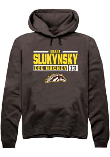 Grant Slukynsky  Rally Western Michigan Broncos Mens Brown NIL Stacked Box Long Sleeve Hoodie