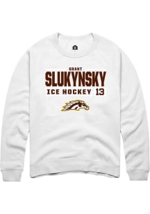 Grant Slukynsky  Rally Western Michigan Broncos Mens White NIL Stacked Box Long Sleeve Crew Sweats..