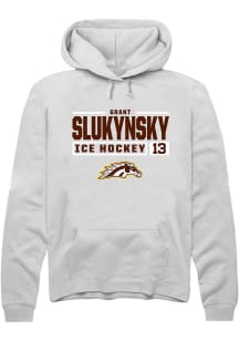 Grant Slukynsky  Rally Western Michigan Broncos Mens White NIL Stacked Box Long Sleeve Hoodie