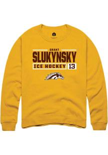 Grant Slukynsky  Rally Western Michigan Broncos Mens Gold NIL Stacked Box Long Sleeve Crew Sweatsh..
