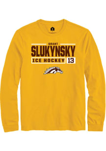 Grant Slukynsky  Western Michigan Broncos Gold Rally NIL Stacked Box Long Sleeve T Shirt