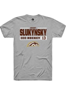 Grant Slukynsky  Western Michigan Broncos Grey Rally NIL Stacked Box Short Sleeve T Shirt