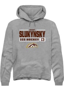 Grant Slukynsky  Rally Western Michigan Broncos Mens Grey NIL Stacked Box Long Sleeve Hoodie