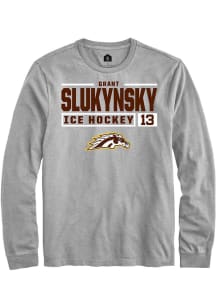 Grant Slukynsky  Western Michigan Broncos Grey Rally NIL Stacked Box Long Sleeve T Shirt