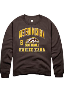 Hailee Kara  Rally Western Michigan Broncos Mens Brown NIL Arch Logo Long Sleeve Crew Sweatshirt