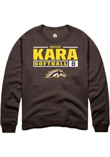 Hailee Kara  Rally Western Michigan Broncos Mens Brown NIL Stacked Box Long Sleeve Crew Sweatshirt