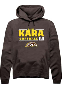 Hailee Kara  Rally Western Michigan Broncos Mens Brown NIL Stacked Box Long Sleeve Hoodie