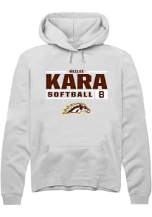 Hailee Kara  Rally Western Michigan Broncos Mens White NIL Stacked Box Long Sleeve Hoodie