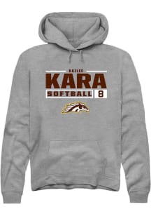 Hailee Kara  Rally Western Michigan Broncos Mens Grey NIL Stacked Box Long Sleeve Hoodie