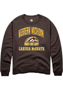 Larissa McGrath  Rally Western Michigan Broncos Mens Brown NIL Arch Logo Long Sleeve Crew Sweatshi..