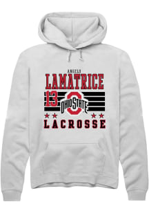Angelo Lamatrice  Rally Ohio State Buckeyes Mens White NIL Striped Long Sleeve Hoodie