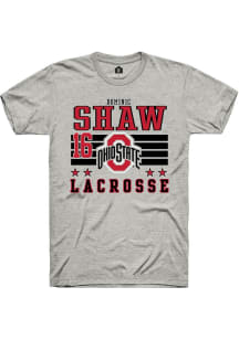 Dominic Shaw  Ohio State Buckeyes Ash Rally NIL Striped Short Sleeve T Shirt