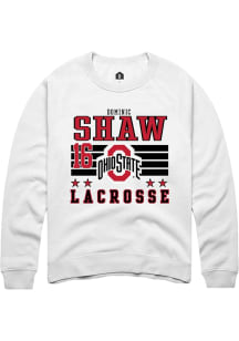 Dominic Shaw  Rally Ohio State Buckeyes Mens White NIL Striped Long Sleeve Crew Sweatshirt