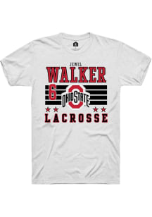 Jewel Walker  Ohio State Buckeyes White Rally NIL Striped Short Sleeve T Shirt